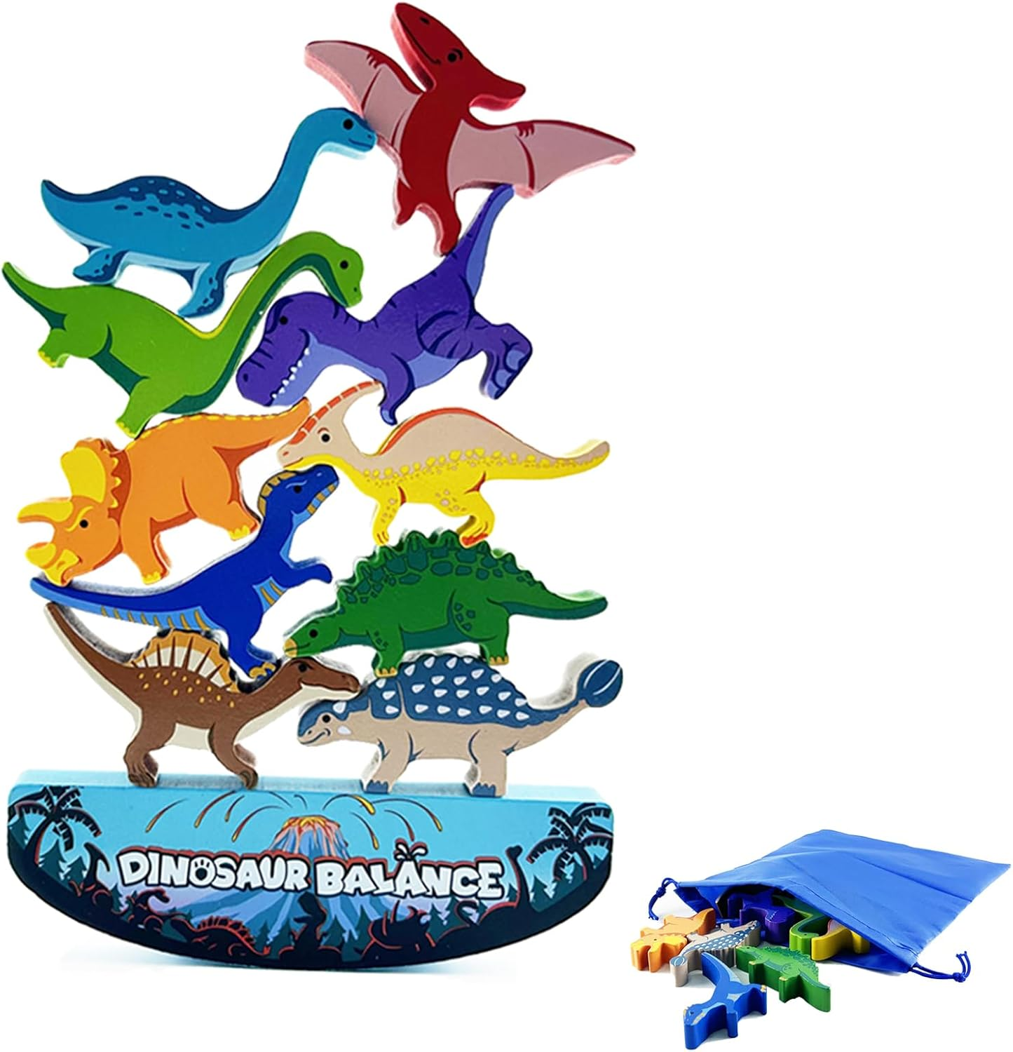 ZUNIPLEX Dinosaur Balance Stacking Toys,Wooden Montessori Toy,Board Games for Kids,Dinosaur Gifts for Boys Girls for 3-9 Years Old image number 6