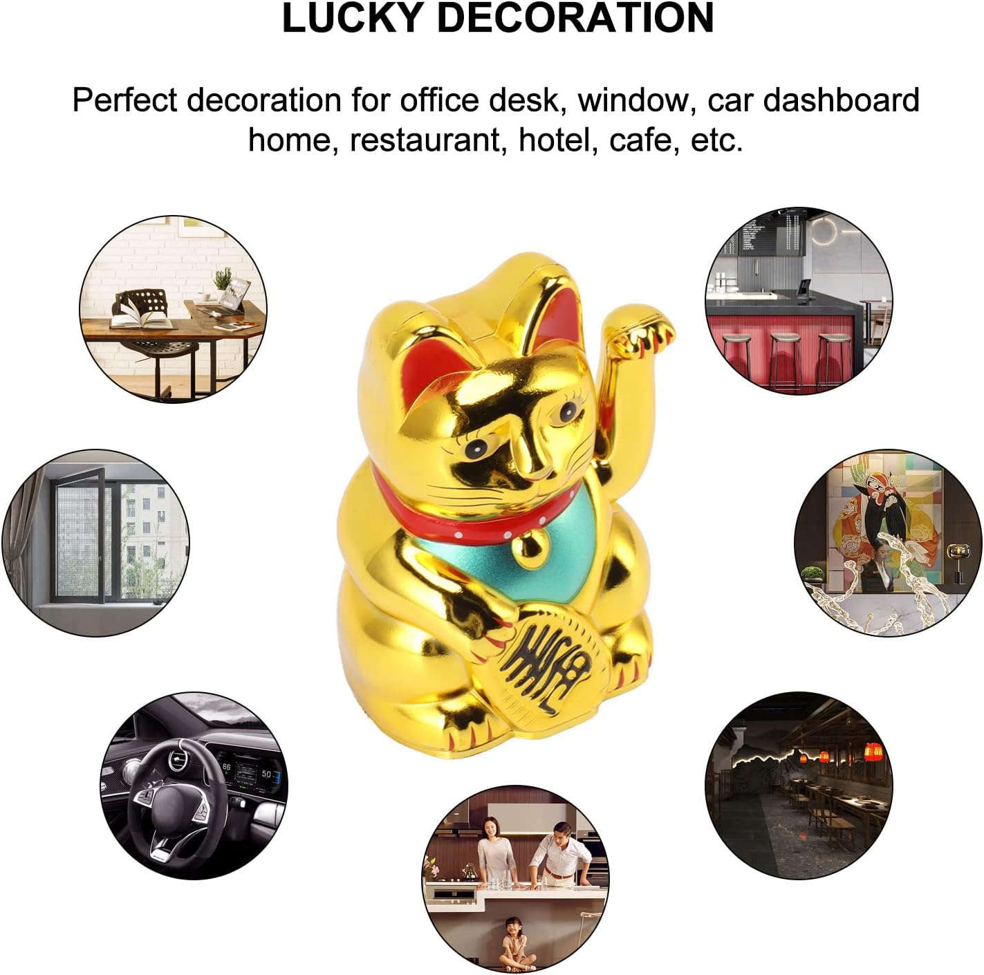 4 Inch Lucky Fortune Cat Maneki Neko, Lucky Cat Decor Hand Waving Welcoming Cat for Home Desk Ornament Gift Giving, Feng Shui Business Ornament Home Decor (Gold) image number 6