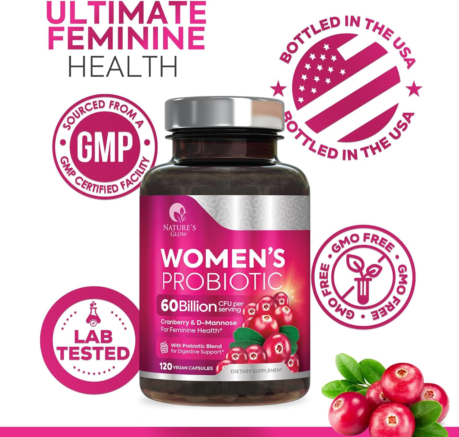 Probiotics for Women, Probiotic with 50 Billion CFU, Multi Strains to Support Immune, Digestive, Feminine Vaginal and Urinary Health, Shelf Stable, Delayed Release, No Soy Gluten Dairy - 120 Capsules image number 2