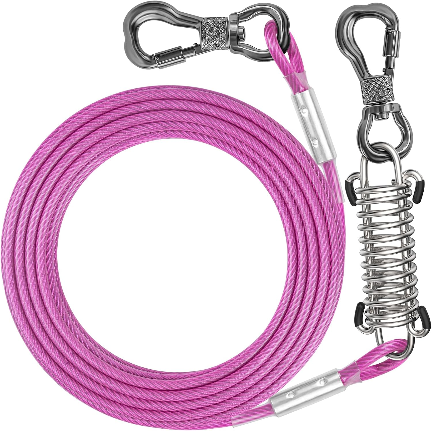 Tresbro 50 Ft Dog Tie Out Cable, Heavy Duty Dog Chains for outside with Spring Swivel Lockable Hook, Pet Runner Cable Leads for Yard Camping，Dog Line Tether for Small Medium Large Dogs up to 350 LBS