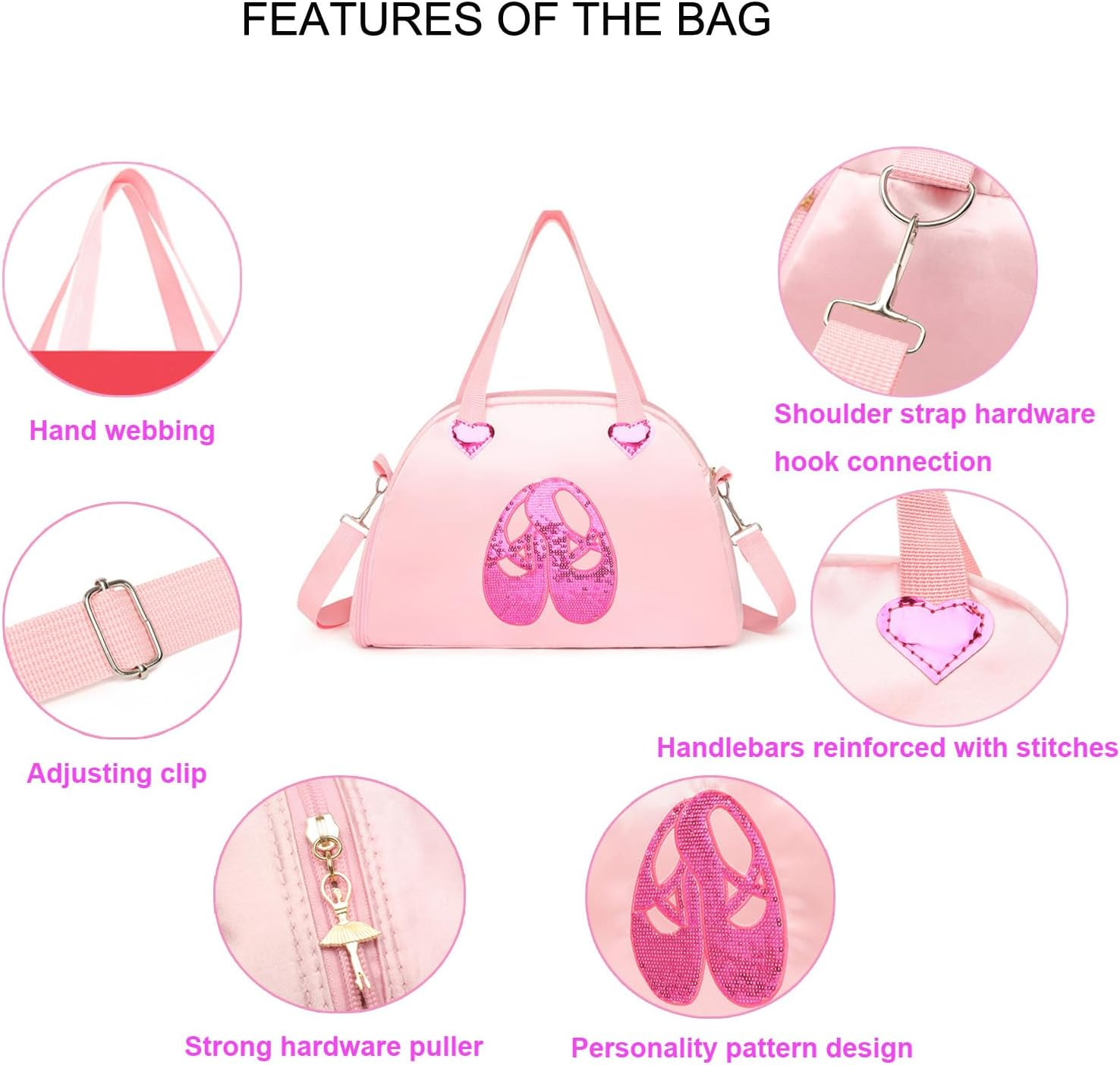 Cute Ballet Dance Bag Tutu Dress Dance Bag Gym Travel Duffle Bag for Girls Waterproof Small Duffle Bag Ballet Bags.(Rose Red)