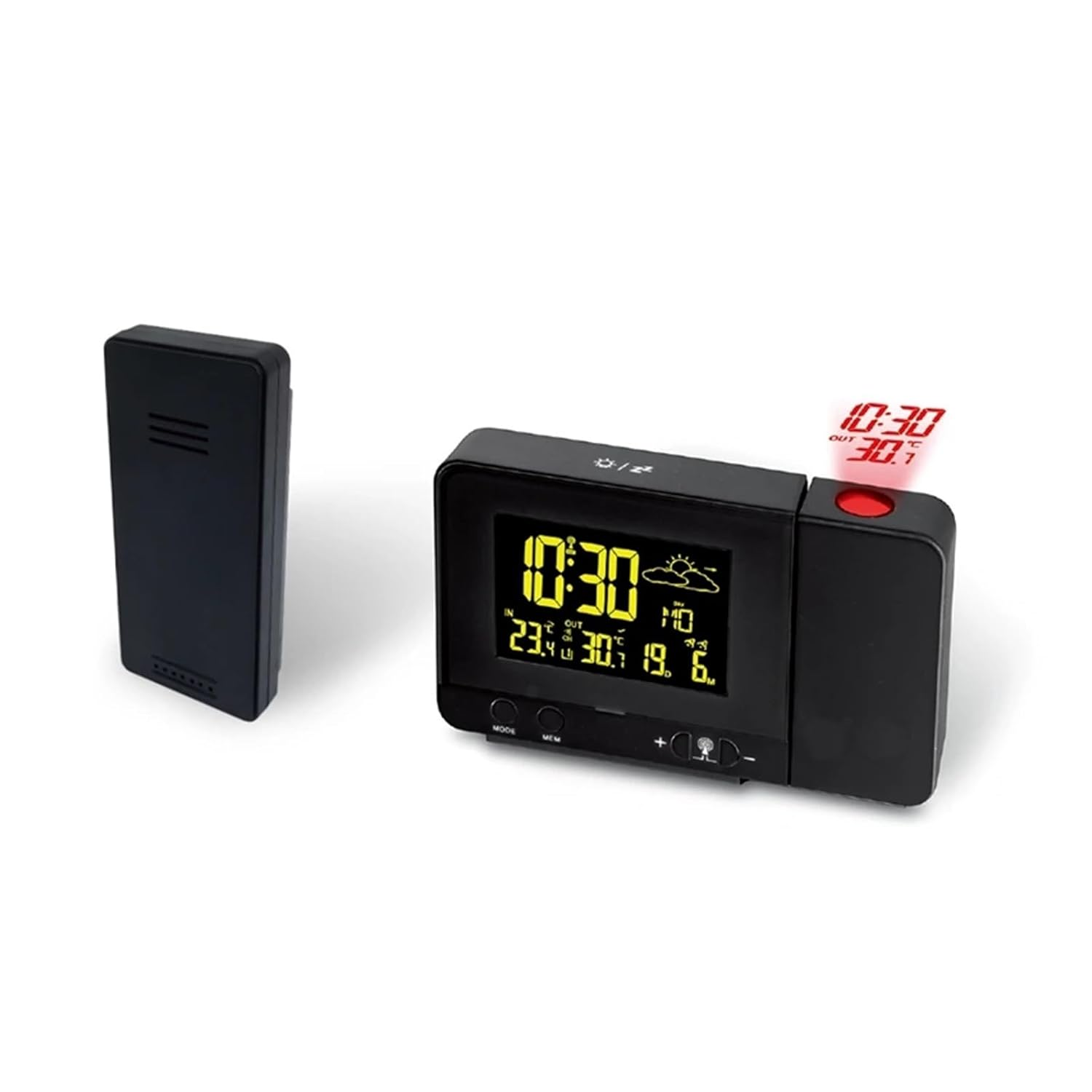 Indoor Outdoor Colorful Change LCD Display Weather Station Radio Control Projection Time Forecast Temperature Sensor image number 1