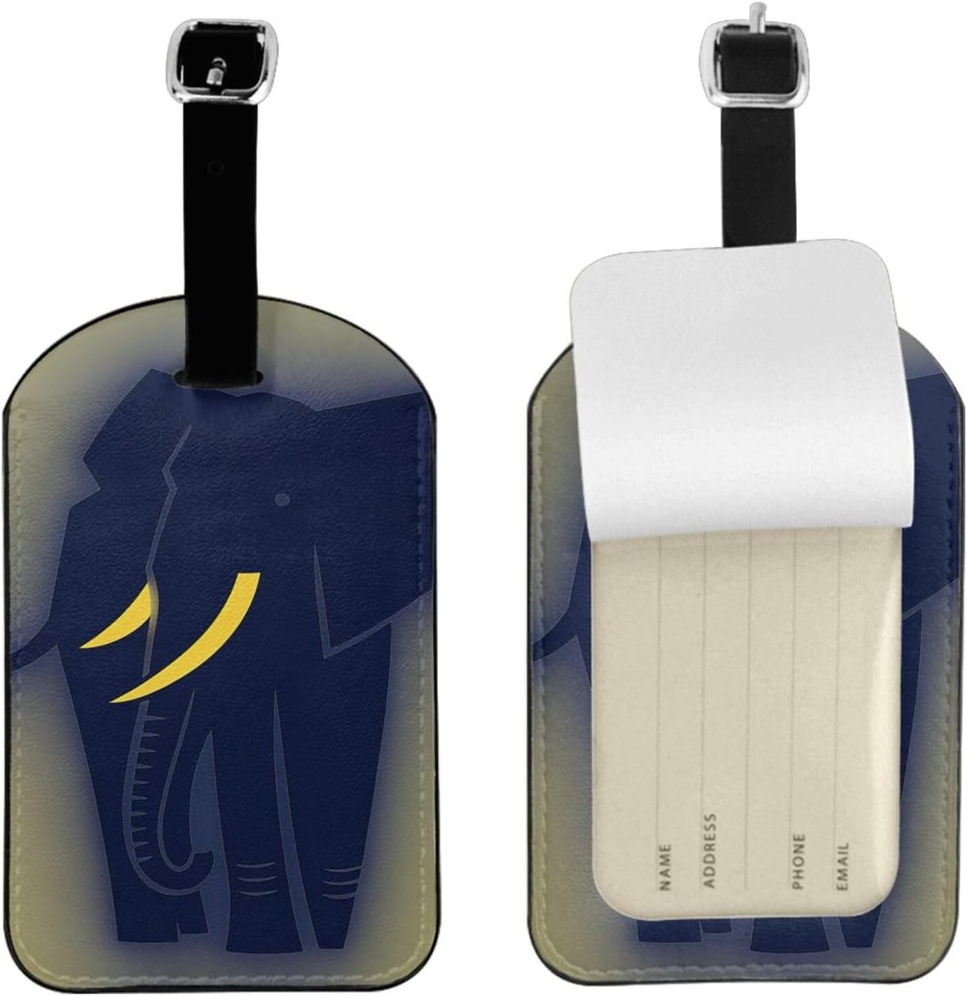Elephant Silhouette Print Elegant Tag Stylish Tag Luggage Tag 4.3 X 2.76 Inch for Suitcases Travel Bags image number 3