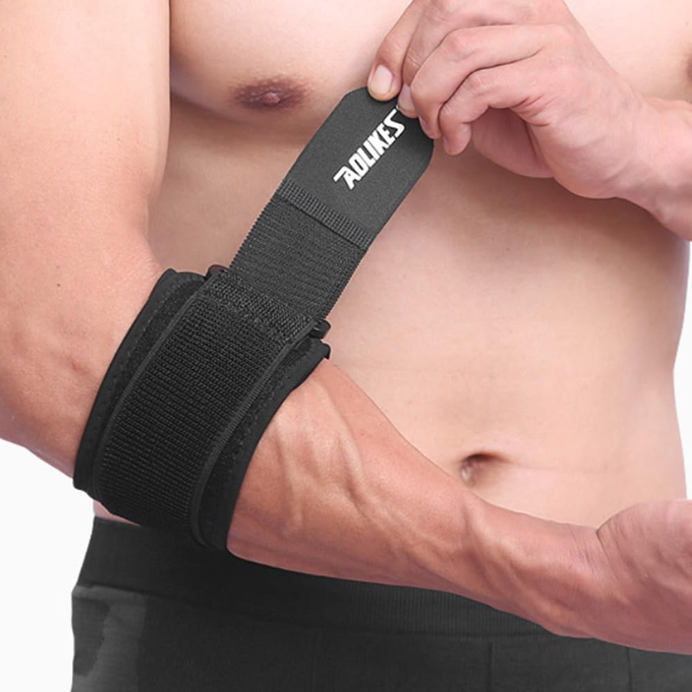 3D Air Cushion Elbow Brace for Tendonitis and Tennis Elbow Pain Relief, Golfers Fitness Forearm Brace Elbow Support Strap Counterforce Arm Band Epicondylitis Clasp with Compression Pad for Men & Women