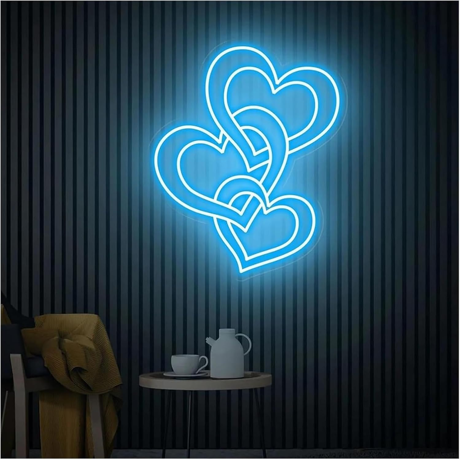 LED Neon Lamp Soothing Ambiance Lamp Heart Shaped Neon Signs Powered By, Adjustable Brightness Lights(B,24Cmx70Cm)