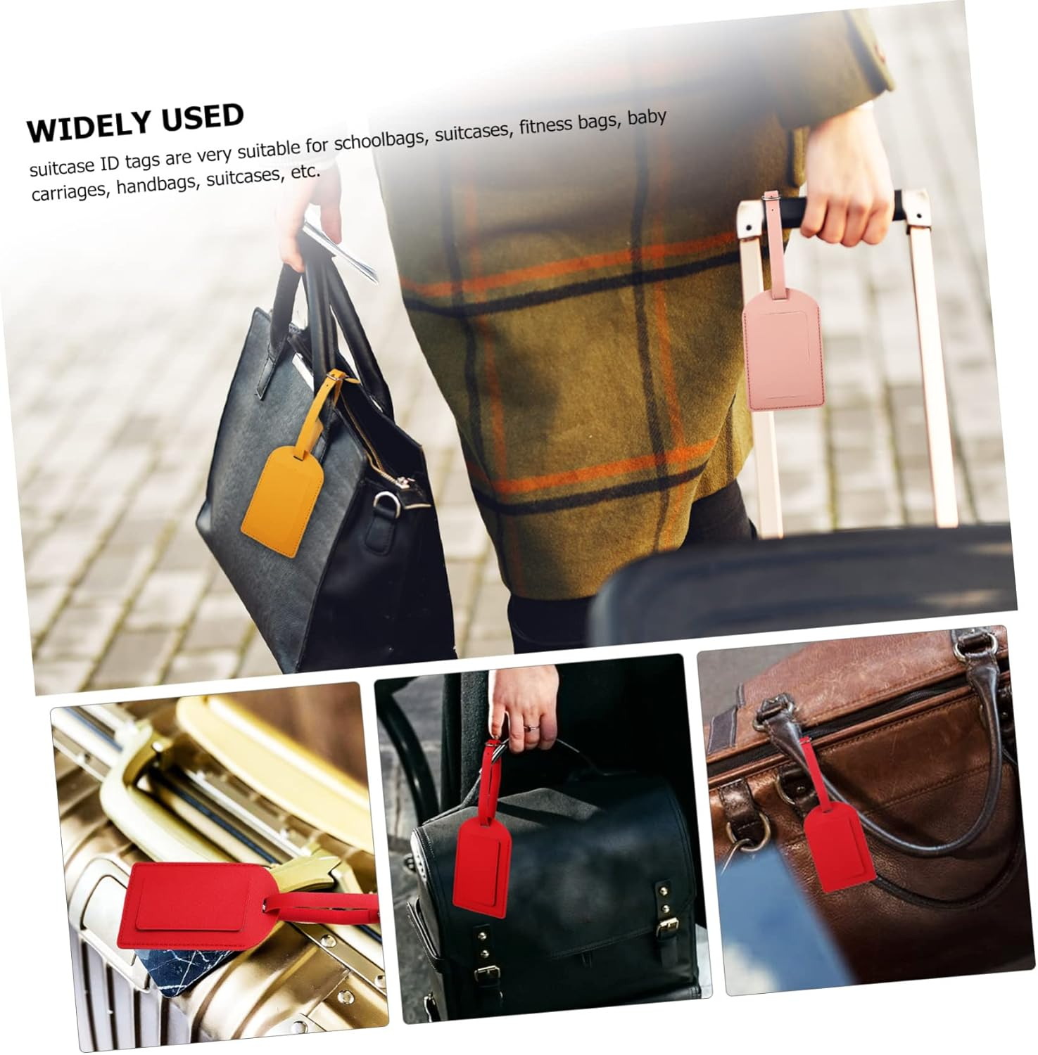 HORIALENCE 8Pcs Leather Luggage Tag Suitcase Label Travel Accessories for Suitcases Luggage Tags for Leather Baggage For image number 6