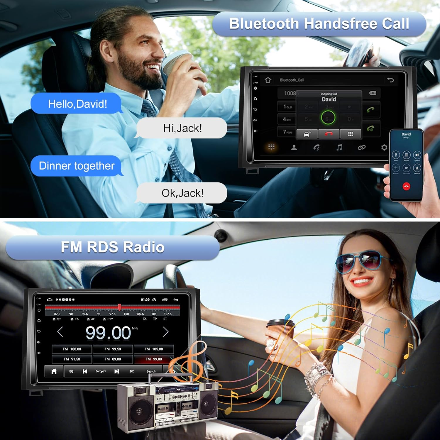Android 13 Radio for Toyota Tundra 2014-2018- Wireless Carplay and Android Auto GPS Navigation - 4GB+64GB