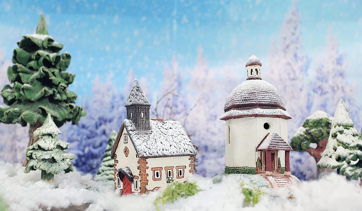 Ceramic Villages and Houses Collection - Handmade Miniature of the Original Chapel in Tyrol, Winter Edition - Candle, Cone Incense Holder R290SN image number 2