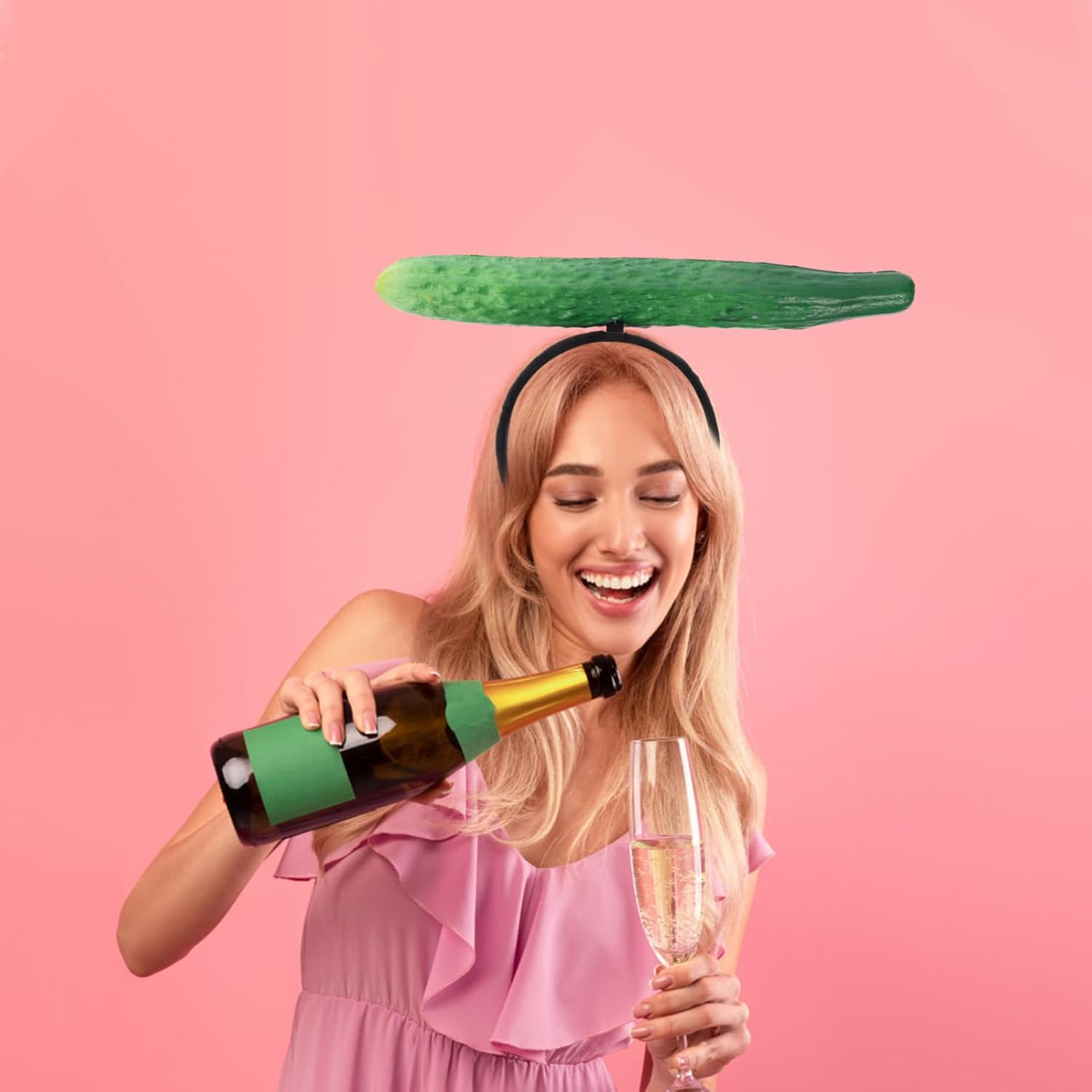 Beaupretty Vegetable Headband Funny Chinese Cucumber Headband 3D Makeup Headband Spa Hair Band Face Wash Headband Elastic Skin Care Head Wrap Hair Accessories image number 3