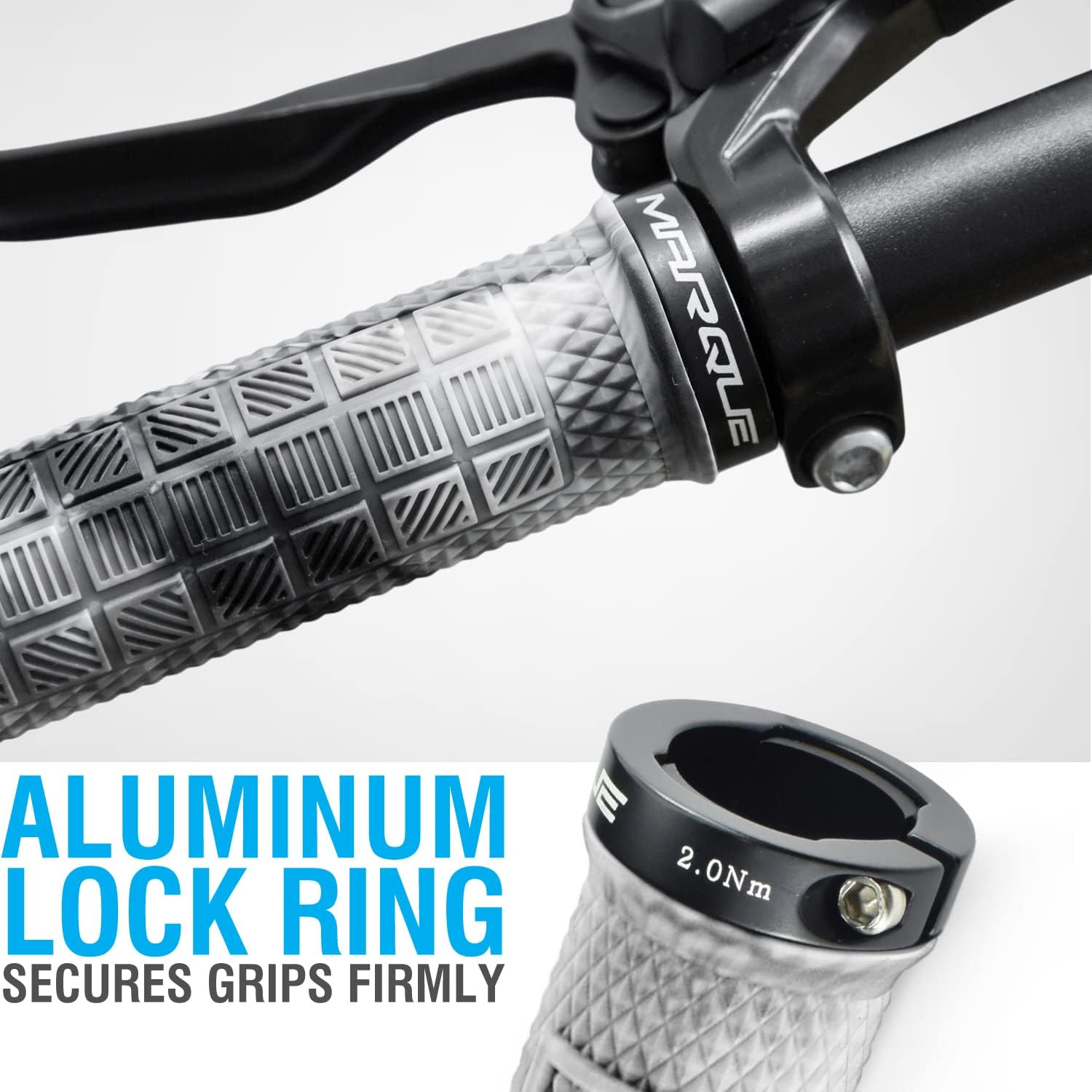 MARQUE Grapple Mountain Bike Handlebar Grips - Single Lock-On Ring MTB and BMX Bicycle Handle Bar with Non-Slip Grip image number 5