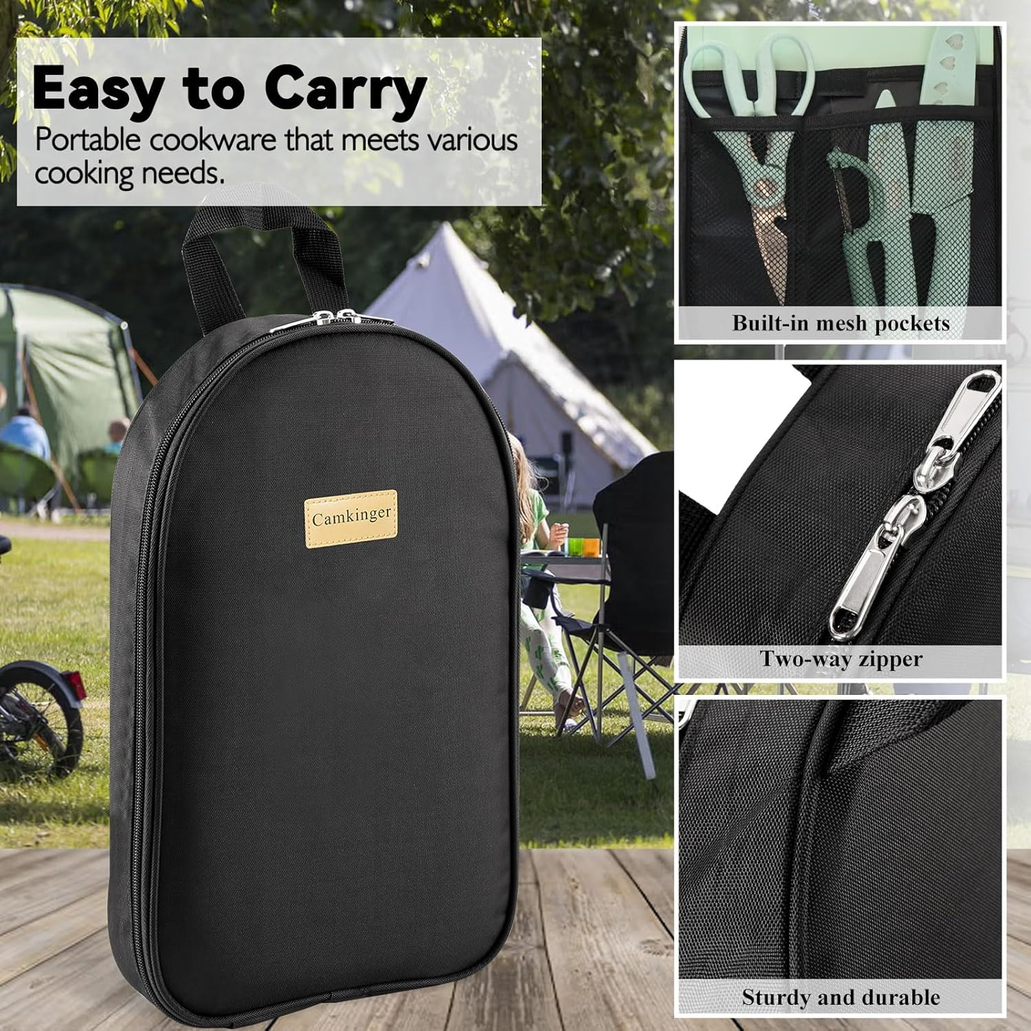 Silicone Camping Cooking Utensils Set - 12Pcs Green Kitchen Cookware Set, Outdoor Camper Accessories with Portable Hand Bag, RV Must Haves Gear for Travel BBQ, for Camper