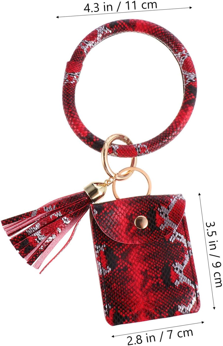 1 Pc Bracelet Keychain Leather Tassel Key Ring Wristlet Ring Circle Bangle Key Wristlet Keychain Ring Bracelets Backpack Keychain Bangle Keyring Coin Purse Pu Leather Multifunction