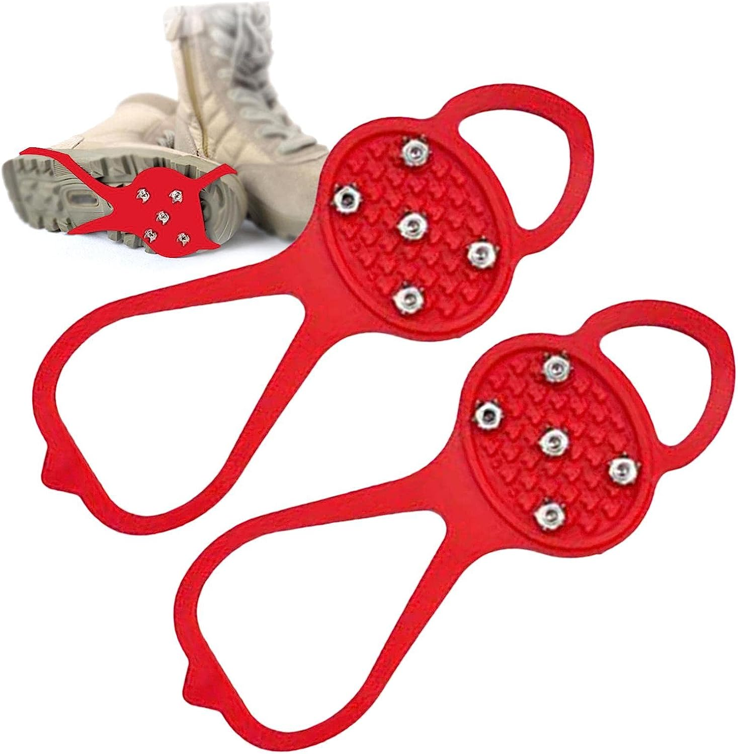 Gripper Spikes | Boot Spikes for Snow and Ice with 5 Tooth, anti Slip Rubber Grips Spikes Ice Cleats Snow Grips Ice Fishing Gear for Shoes And image number 6