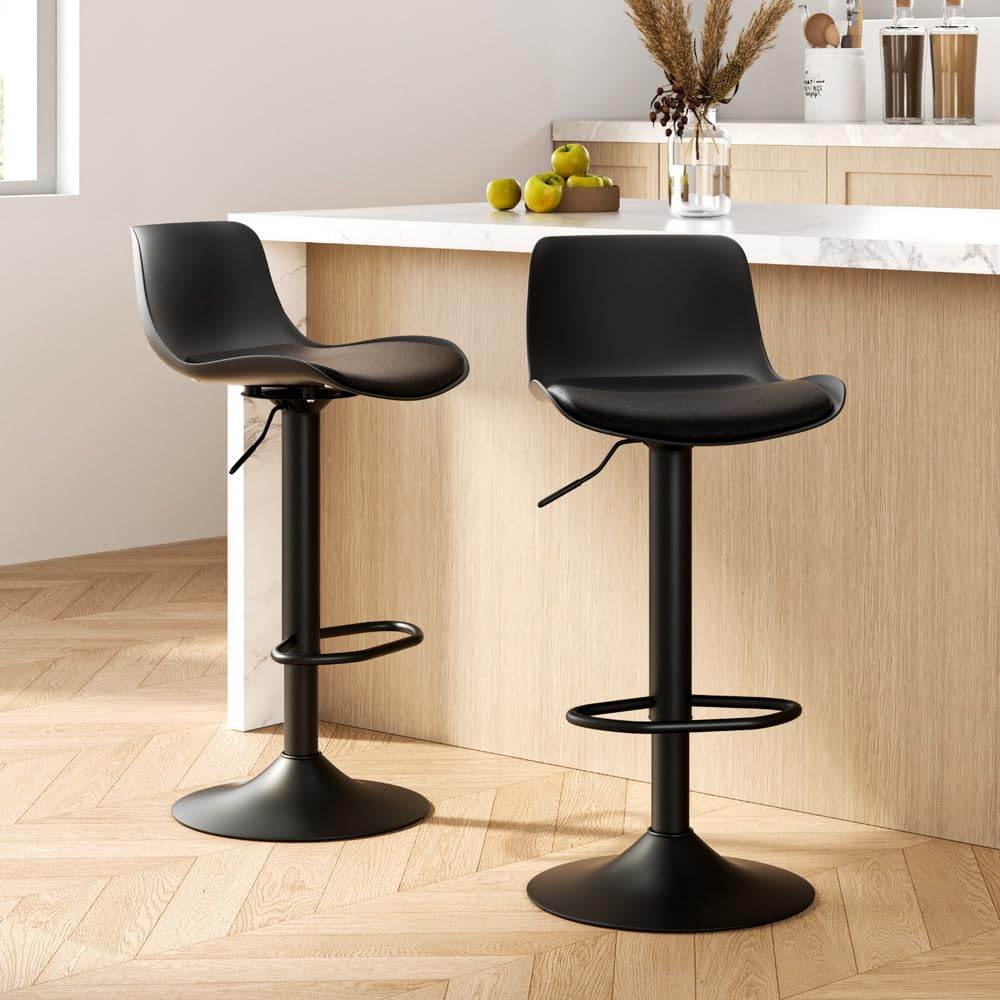Artiss Bar Stools Plastic Stool Set of 2 Kitchen Counter Barstools Dining Chair Chairs with Solid in 55-78.5Cm Seat Height Floor for Home Dining Room Cafe Outdoor Indoor Black image number 6