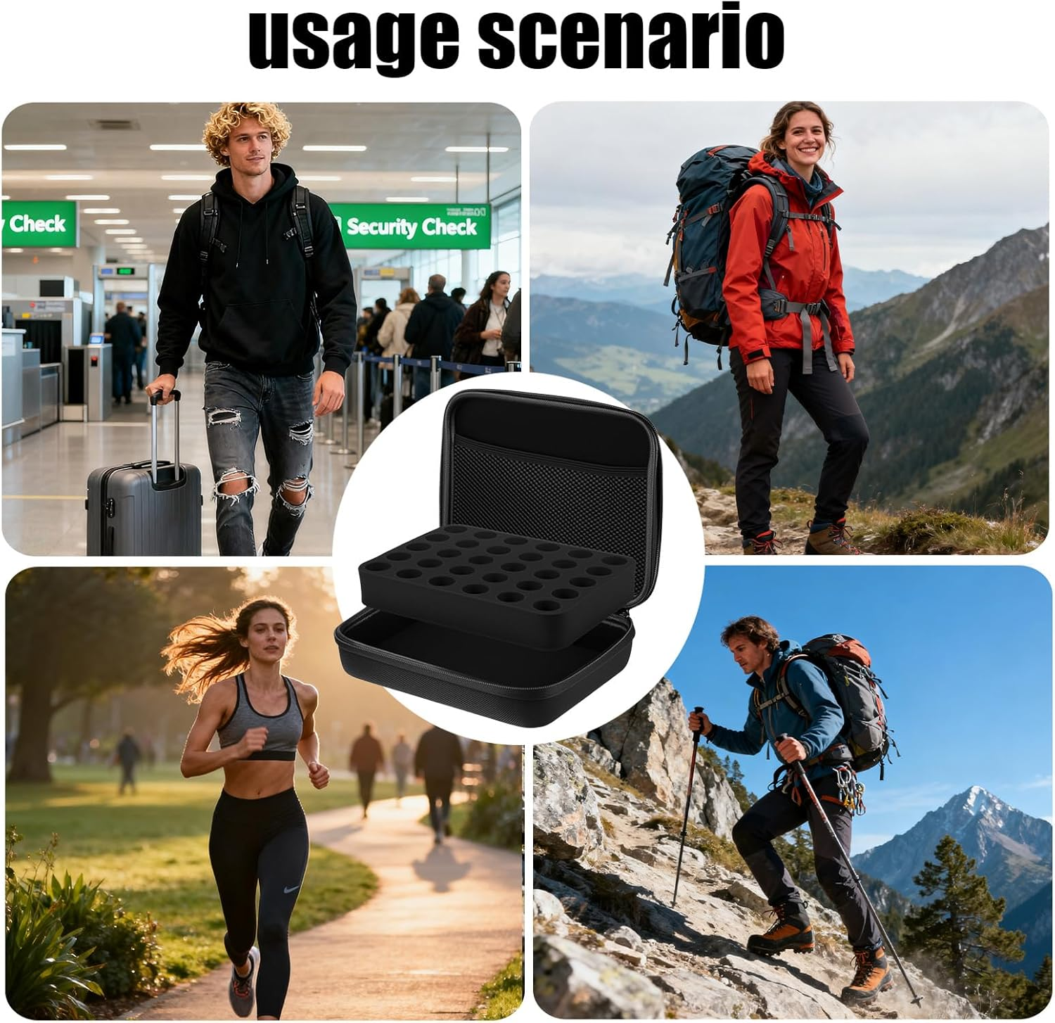 Insulin Cooler Travel Case, 30-Slot Insulin Pen Case Storage Box, Medical Cooler Bag for Travel , Suitable for Standard 10Ml U-100 Insulin Vials, Safe, Snug-Fitting, and Reliable Vial Protector (Black)