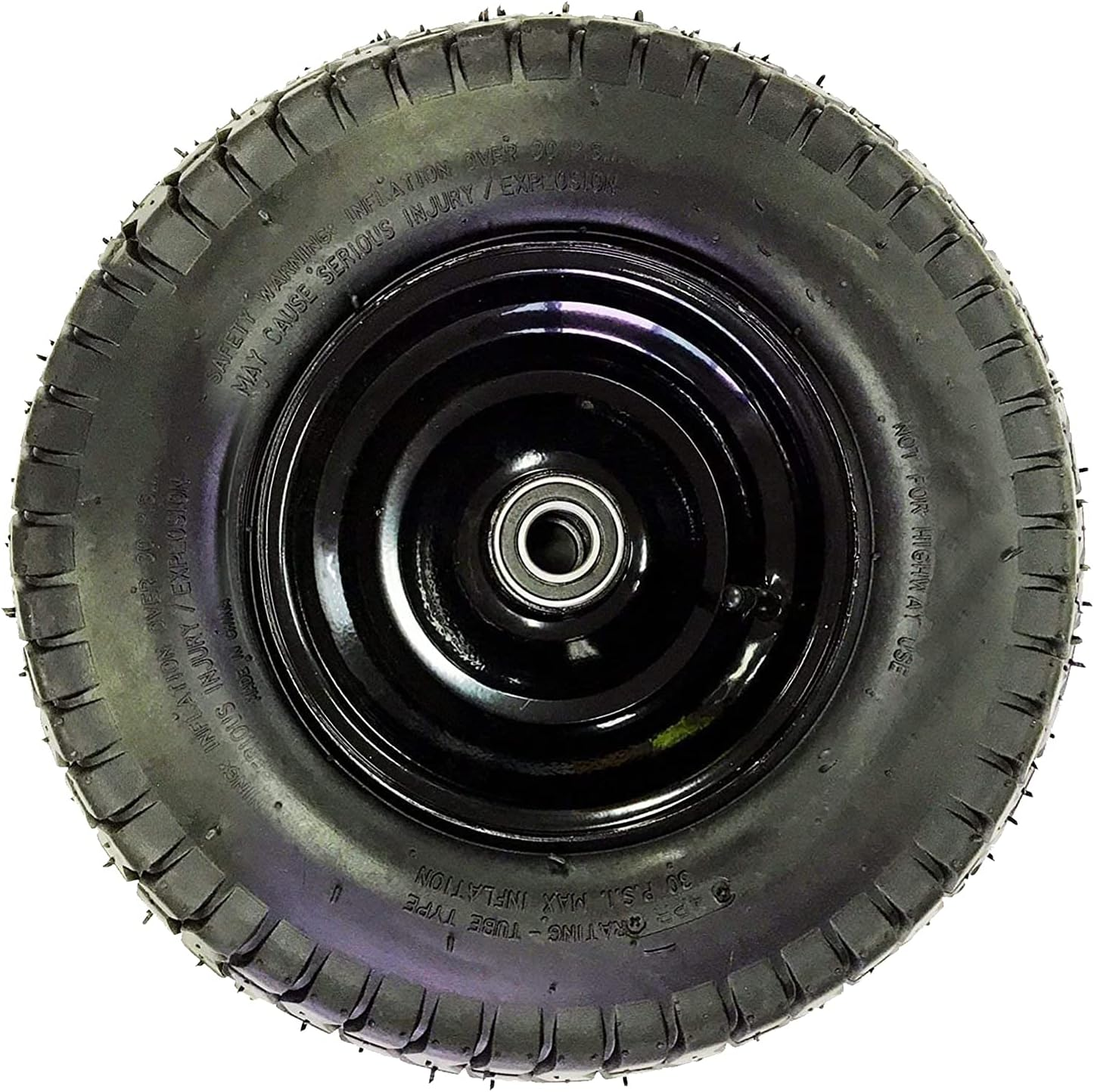 D2U 16-Inch Narrow Wheelbarow Wheel Replacement Air-Filled Wheel with Black Steel Rim, 400Mm Radius, 25.4Mm Bearing Hub, 100Mm Length, 90Mm Tire Width - Rubber Tire for Wheelbarrows - (Pack of 1) image number 3