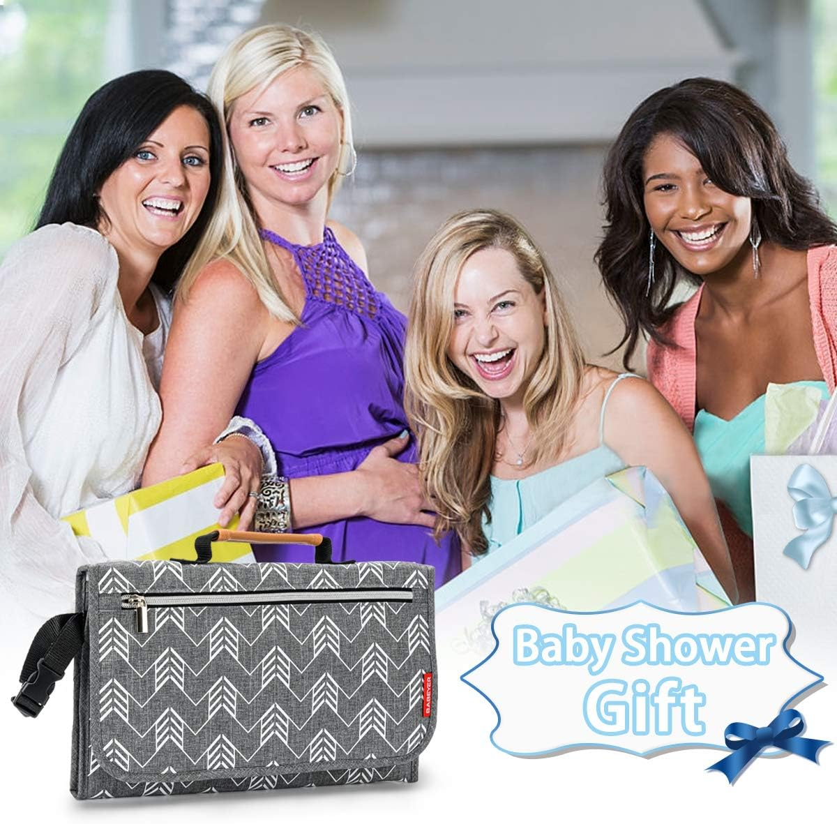 Portable Nappy Changing Mat, Baby Travel Changing Mat with Storage Pockets for Toddlers Infants & Newborns, Grey image number 5