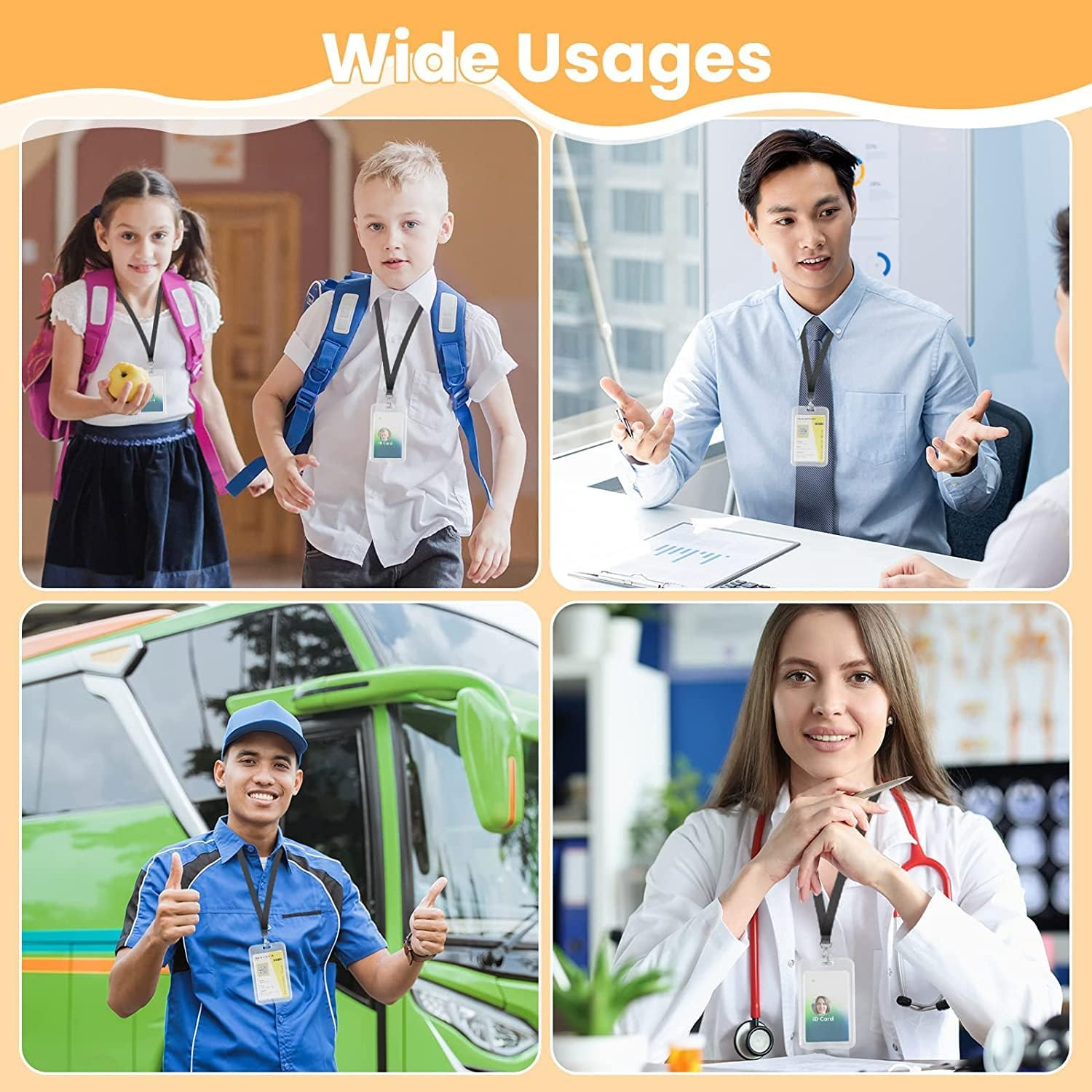 10Pcs Transparent Badge Holder Double Sided Hard Rigid Bus Card Holder Case,Clear Vertical Name Tag Badge Id Card Case,Plastic Vertical Name Badge ID Card Holders,Clear ID Badge Holder Badge Holder image number 4