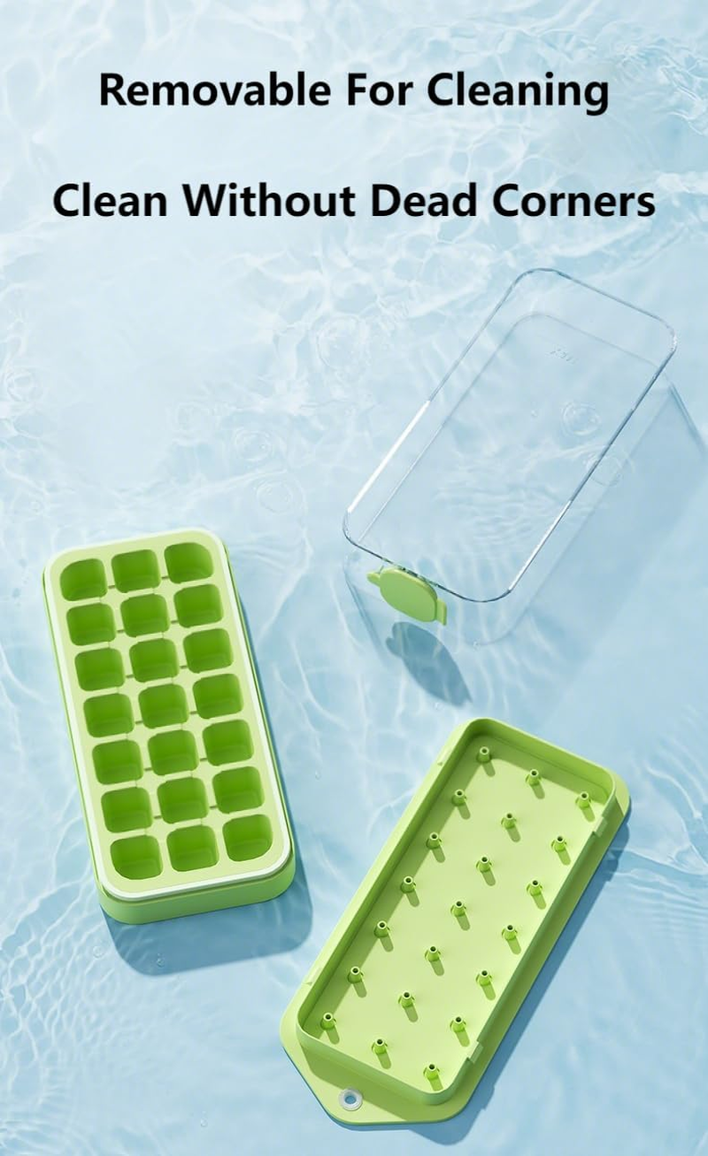 ANAVE Magic&trade; Next-Gen 21-Cube Vertical & Silicone Ice Cube Tray with Leak-Proof Lid Stackable Bin - Easy Pop-Out, Space-Saving Large Capacity Freezer Cube Maker for Whiskey, Cocktails image number 1