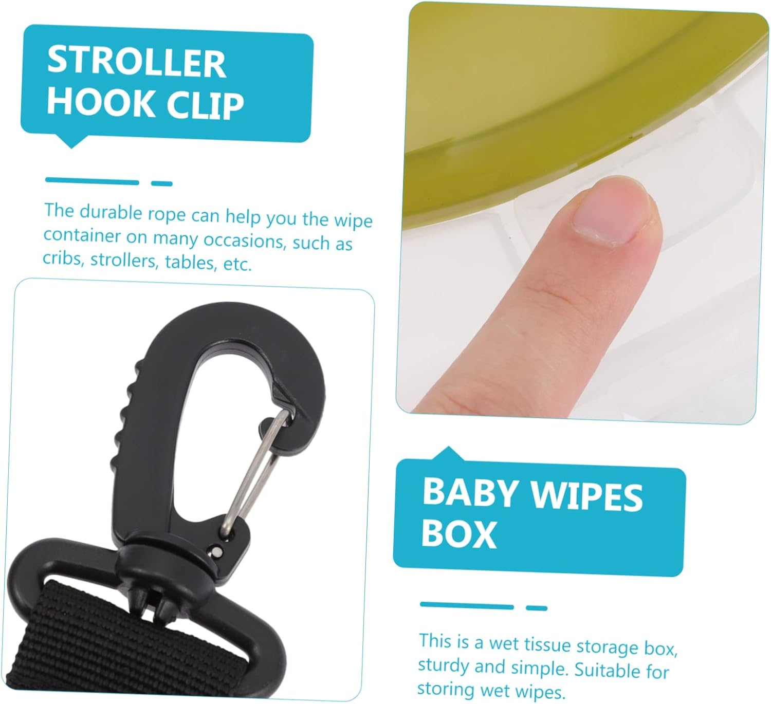 Abaodam Stroller Hook Wet Wipes Box Wipes Dispenser for Diaper Bag Easy Access image number 2