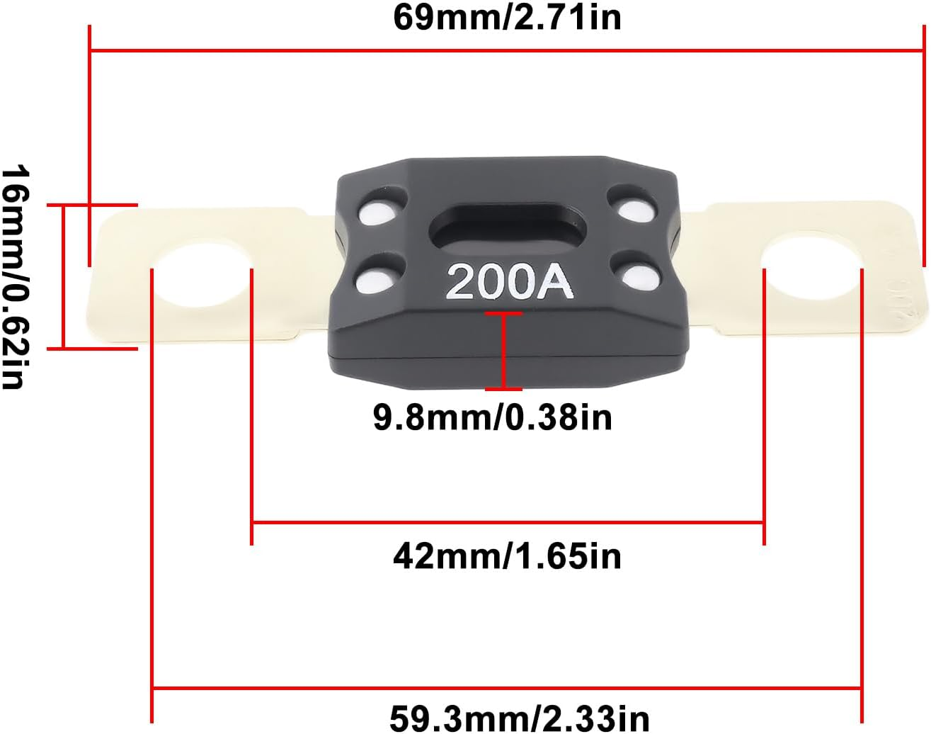 Be in Your Mind 4Pcs Car MEGA/ANM Fuses 200A 32V High Current Fuse Bolt-On Fuses for Cars Trucks Boats image number 3