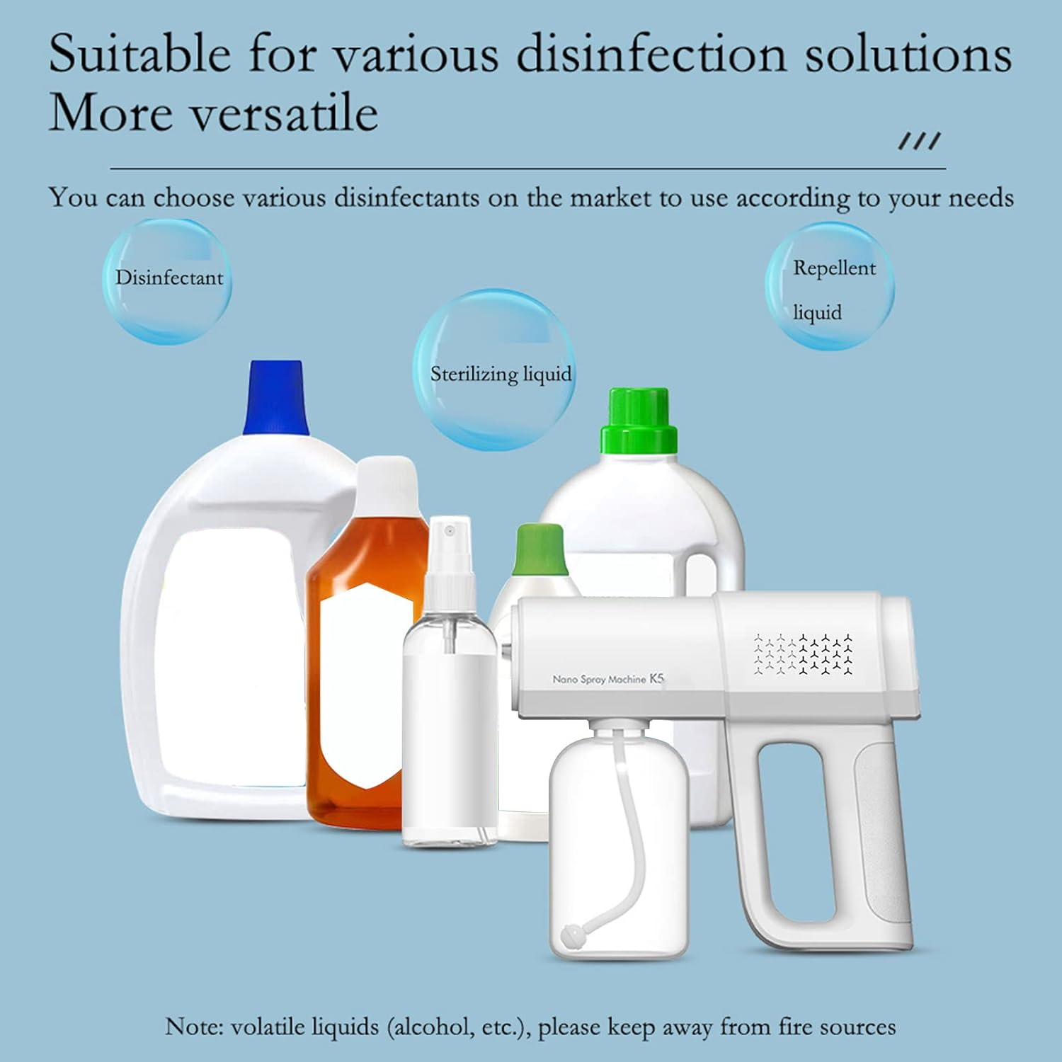 K5 Portable Handheld Blue Light Ant Atomizer Sprayer Wirel Mist Stream Fogger 380Ml Electric Sprayer Nozzle Air Humidifier for Ion Deodorization Air Humidification image number 5