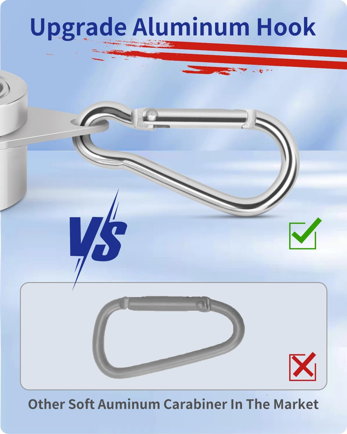 Loretoy 2 Pack Aluminum Alloy Flag Pole Rings, 360 Degree Rotating Flagpole Flag Mounting Rings Spinning Flag Pole Kit with Carabiner for 0.75-1.00 Inch Diameter Flagpole (&Phi; 1 Inch, Silver) - Black image number 3