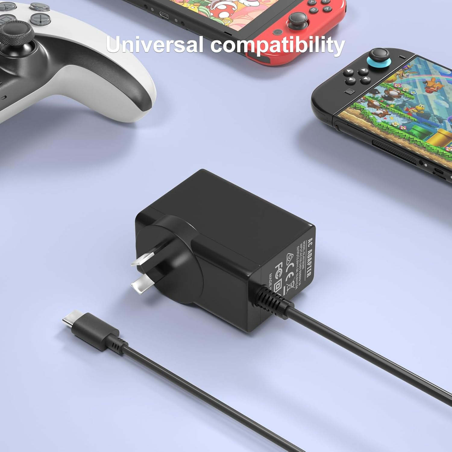 39W AC Adapter for Nintendo Switch, 15V/2.6A PD Fast Travel Wall Charger Compatible with TV Mode and Steam Deck, USB Type C for Switch Lite OLED image number 6