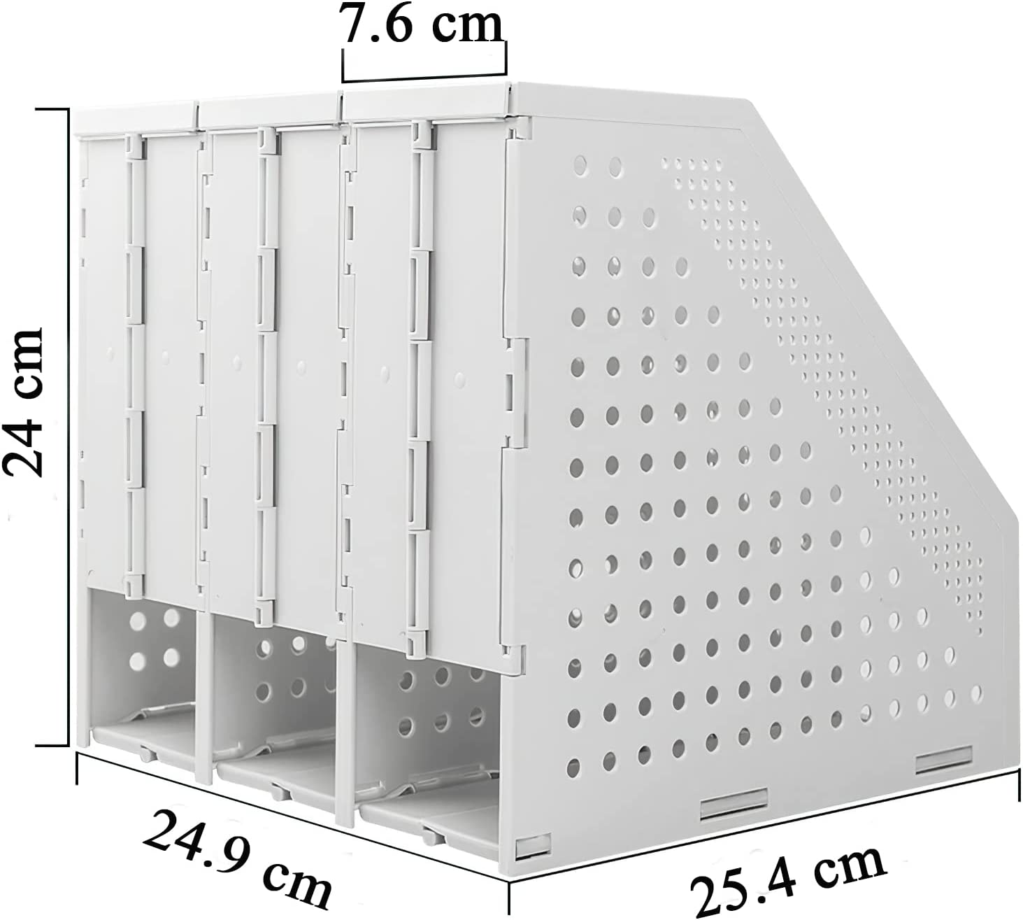 SAYEEC Collapsible Plastic Magazine File Holder Vertical Binder Storage Organizer for Desk Sturdy Upright Desktop Magazine Organizer Folder Rack for Office School Home (2, 2Pcs Gray (3 Compartments)) image number 6