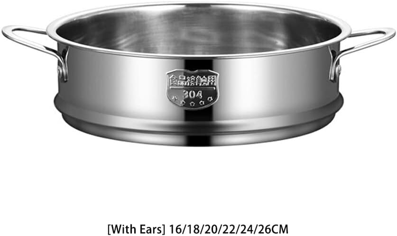 Stainless Steel Steamer round Handgrip Portable Stackable Anti-Scald Reusable Modern Kitchen Steaming Cooker Tool, 20Cm