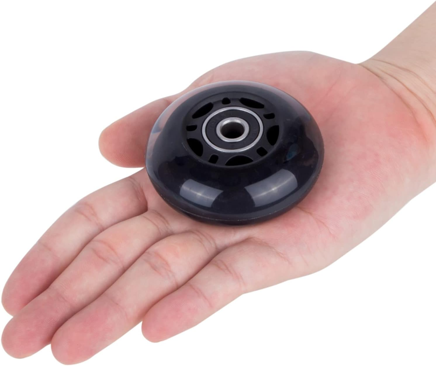 AOWESM 64Mm Inline Skate Wheels 82A W/Bearings ABEC-9 for Rollerblade, Pelican Storm Case, Roller Board Bag, Carry-On Luggage Suitcase, Water Rower Seat, Steady Rest Wood Lathe, Etc (4 Pack) (Black)