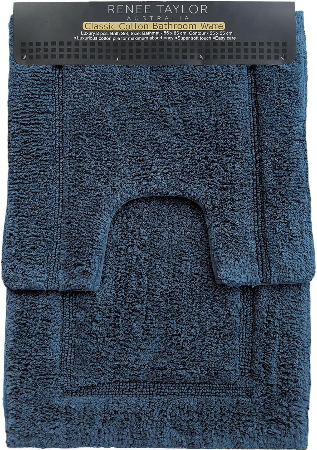 2Pc Renee Taylor Tufted Bath/Contour Mat Set Cotton 2200GSM Toilet/Shower Vapour