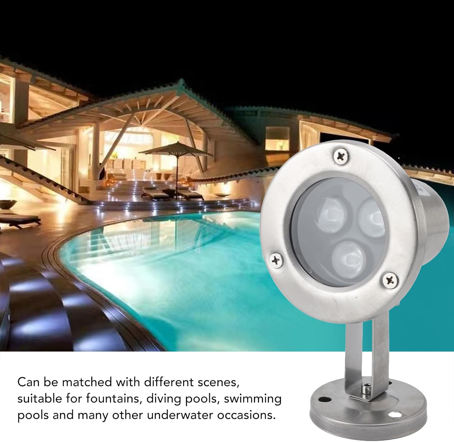 3W Underwater Led Lights, IP68 Waterproof Underwater Pond Spot Light, Submersible Spotlight for Party Swimming Diving Pools Grass Land (Warm White)