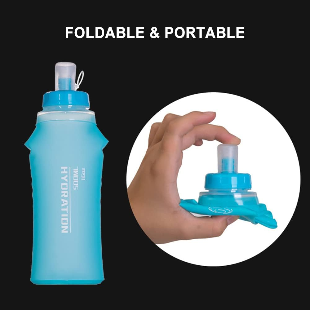 2Pcs 500Ml TPU Soft Flask Sports Water Bottle for Hydration Pack for Running Hiking Cycling Climbing Jogging Marathon image number 2