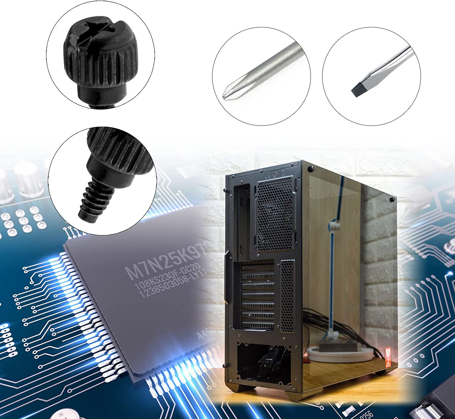 Emsea 50PCS Computer Case Thumb Screws, M3, 3Mm X 6Mm, Black image number 2