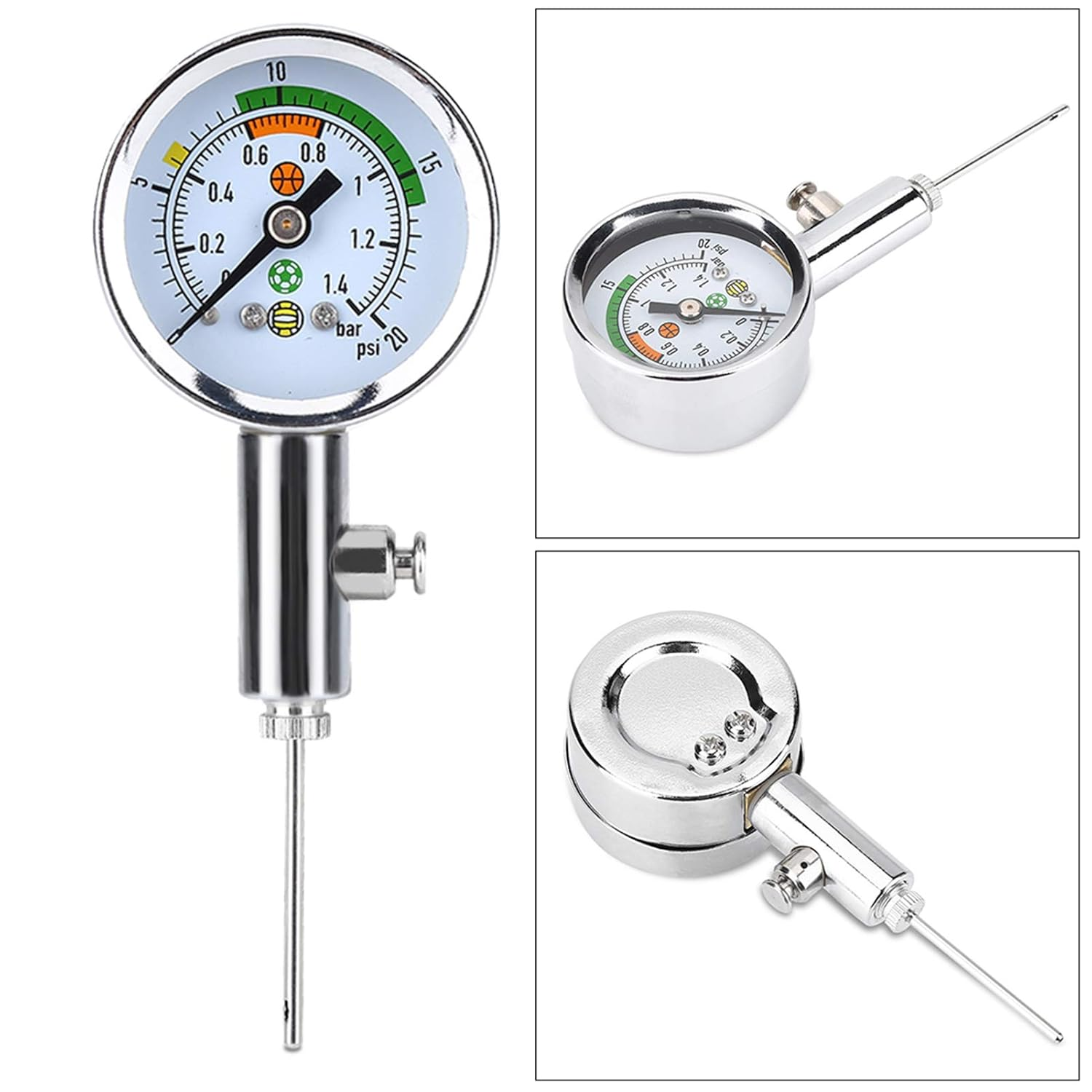 Air Pressure Gauge, Multipurpose, Anti-Rust, Accurate, Lightweight, for Basketball, Volleyball, Football