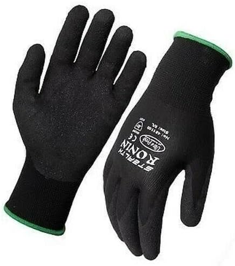 Steeldrill Stealth Ronin Black Work Gloves, Foam Nitrile, Safety Ninja Garden Mechanic, Heat Resistant, Anti-Slip (XXL (11) | 1 Pair) image number 2