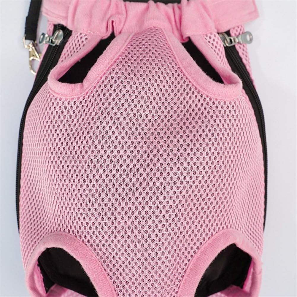 Pet Carrier Backpack, Adjustable Cat Front Travel Bag, Pet Legs Out Ventilated Dog Chest Carrier with Hook and Loop for Camping Hiking Travel Puppy Cat (Pink, L) image number 1