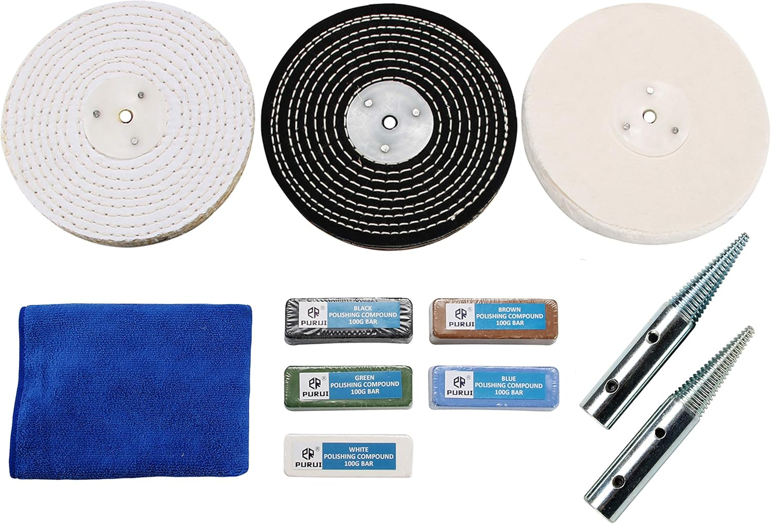 PURUI 11PC Metal Polishing Buffing Kit Use on 6" Bench Grinder image number 2