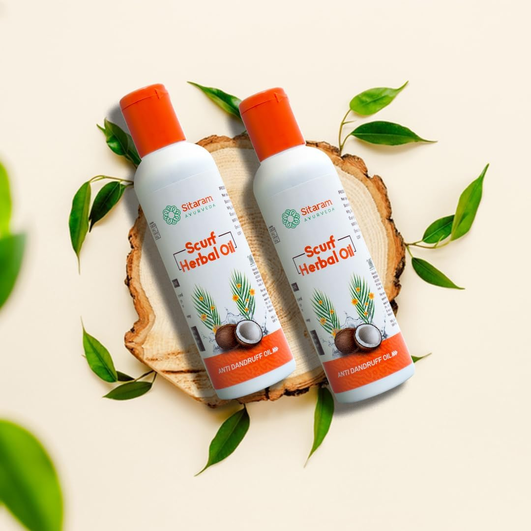 Sitaram Ayurveda Scurf Kerala Ayurvedic Herbal Oil for Hair 100Ml, Cures Dandruff, Soothes Dry and Itchy Scalp, Stimulates and Cleanses Hair Follicles