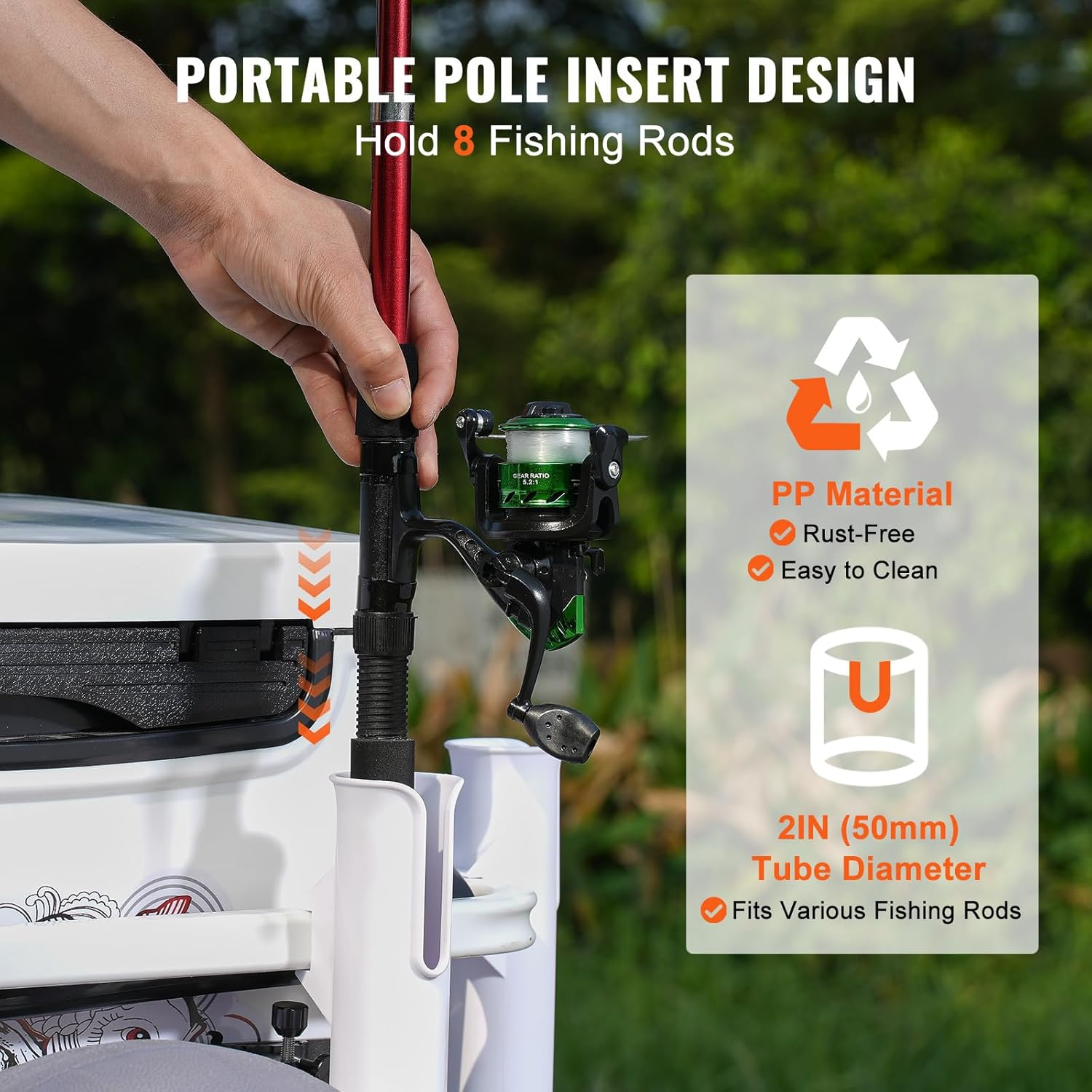 VEVOR Beach Fishing Cart, 136 Kg Load Capacity, Fish and Marine Cart with Two 330 Mm Big Wheels PU Balloon Tires for Sand, Heavy-Duty Aluminum Pier Wagon Trolley with 8 Rod Holders for Fishing, Picnic image number 1