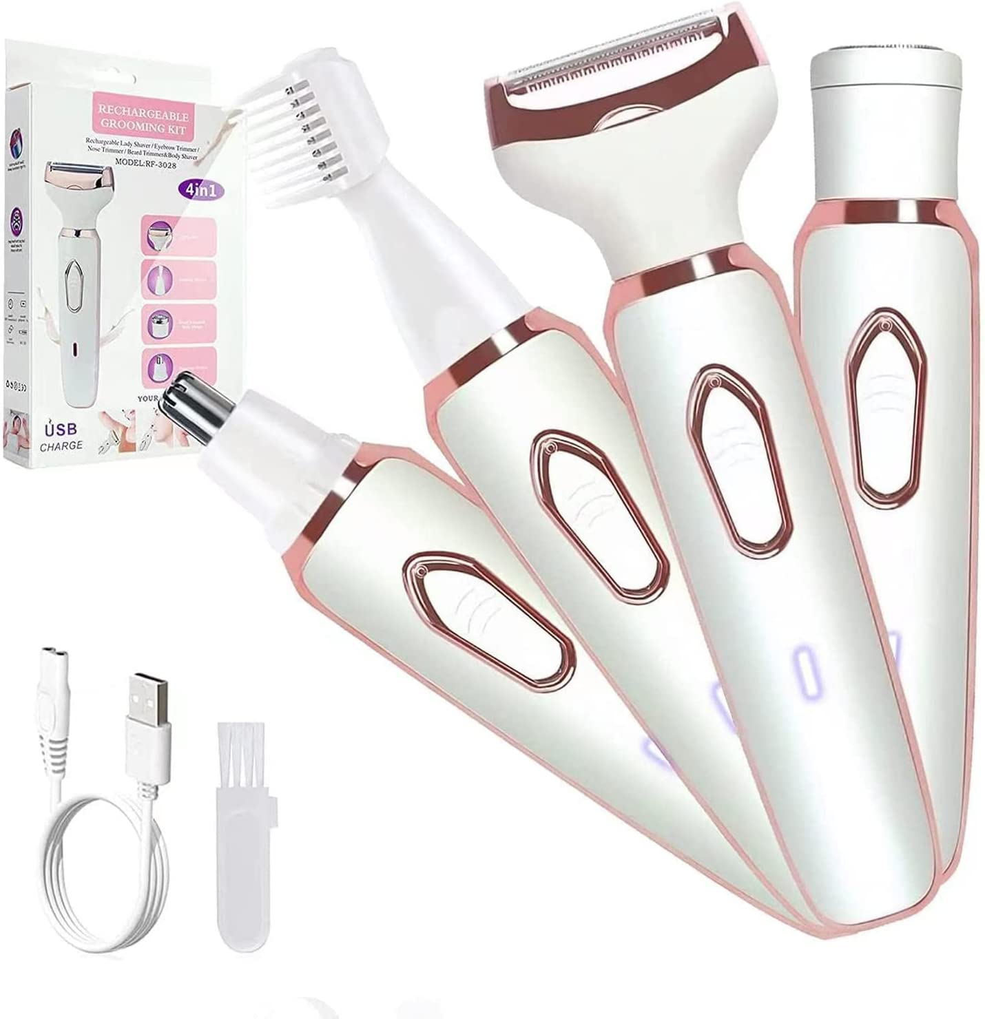 YOXUE Electric Razor for Women, 4 in 1 Womens Shaver for Pubic Hair Wet & Dry Cordless Hair Remover for Eyebrow, Nose, Face, Legs, Underarms Portable Bikini Trimmer Rechargeable for Lady Hair Shaving. image number 4