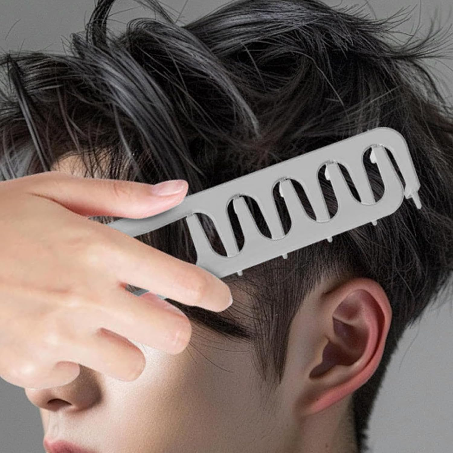Texture Comb, Volumizing Wide-Tooth Hair Styling Comb, Wide Tooth Detanglers, Foundation Capacity Apparatus Lift, Seamless Design, Bangs Seam Grooming Accessory for Women Men - Gray image number 5