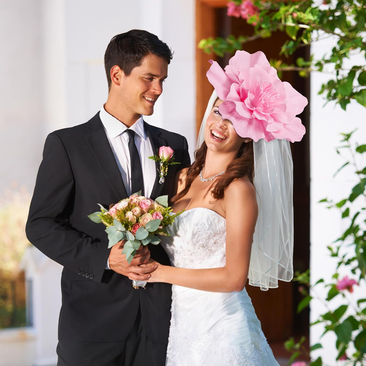 Wehhbtye Large Flower Fascinator Hat for Women, Tea Party Flower Headwears, Lady Fascinators Headband for Party Accessories - Pink image number 4