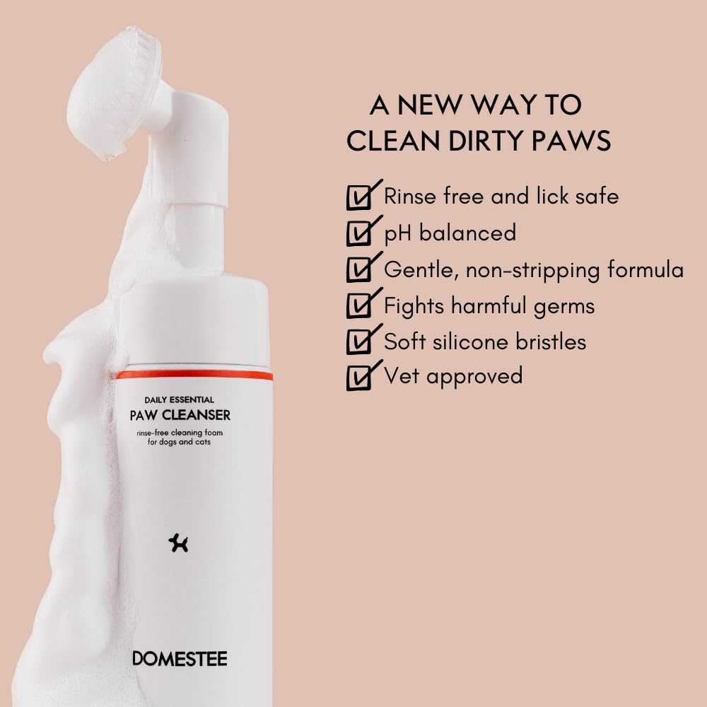 DOMESTEE Dog Paw Cleaner | Gentle & Ph-Balanced | Dog Paw Wash for All Breeds | Nourishing Formula with Aloe Vera | Portable & Easy-To-Use | Paw Cleaning Foam with Silicone Brush - 5.1 Fl Oz image number 4