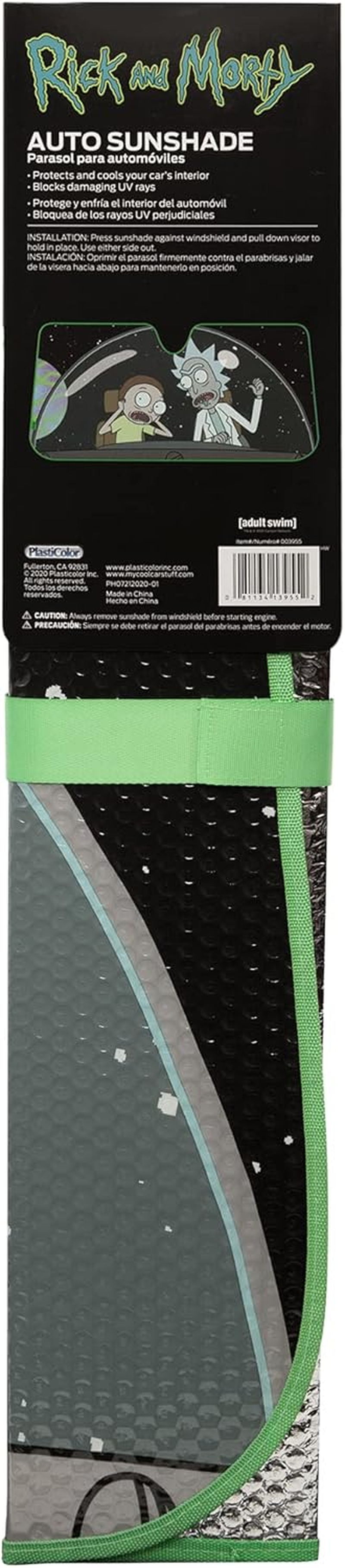 Plasticolor 003955W01 Warner Bros. Rick and Morty Accordion Sunshade, Silver