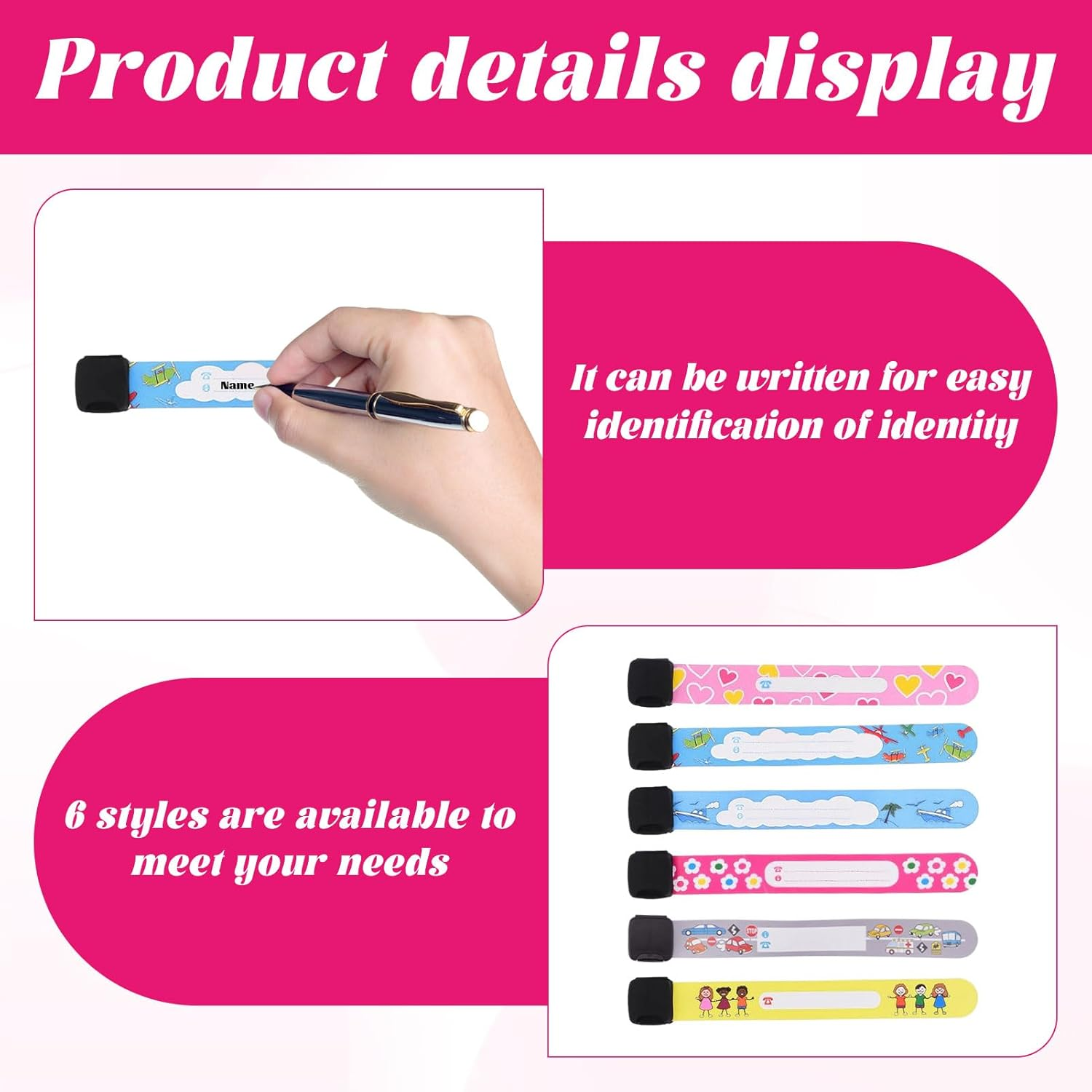 Wrist Band, 12Pcs Wristbands, Children Safety Id Wristband, Waterproof Kids Safety Bracelet, Adjustable Travel Information ID Bracelet for Children'S Field Trips and Outdoor Activities image number 2