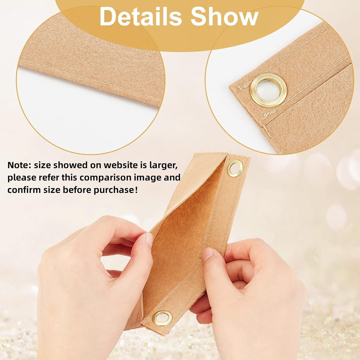 WADORN 5 Colors Purse Felt Insert Organizer, Multipurpose Handbag Liner Tote Bag Organizer with Eyelet in Inner Pocket Storage for Travel Cosmetic Bag, 2.7X6.7 Inch Black