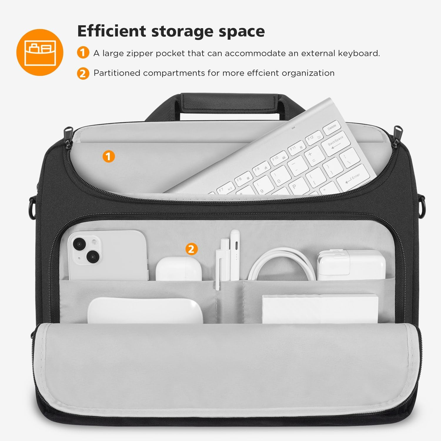 KIZUNA Laptop Bag Case 15.6 Inch Computer Shoulder Sleeve for Macbook Air 15 M2/Macbook Pro M1 M2 Max/16" Lenovo Legion Slim 5I Gen 8/16" Ideapad Slim 5/Gaming 3I/Hp Envy X360 15/Dell, Black image number 5