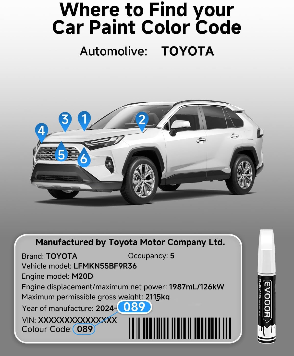 089 Wind Chill Pearl Tricoat Touch up Paint Compatible with Toyota Exact Match 2 in 1 Touch up Paint for Chips and Nicks Repair